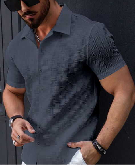 Het fashion Men Self Design Casual Grey Shirt - Buy Het fashion