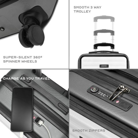 Assembly Polycarbonate Trolley Bag Combo 2 Set - Cabin Trolley