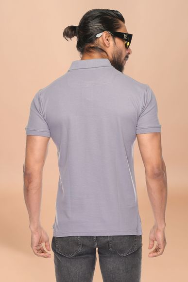 SKYKNIT Solid Men Polo Neck Grey T-Shirt - Buy SKYKNIT Solid Men