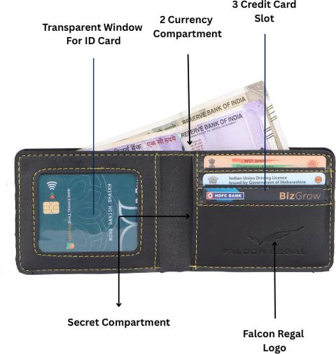 Falcon Regal Men's Black Artificial Leather Wallet (5 Card Slots) - Image 6