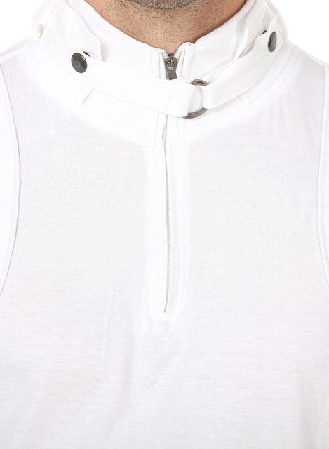 Black Collection Men Solid High Neck Cotton Blend White T-Shirt - Image 8