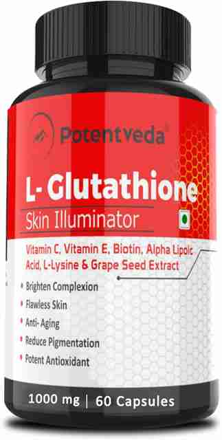 Potentveda L -Glutathione 1000 mg Skin Whitening | 60 capsules Price in India - Buy Potentveda L -Glutathione 1000 mg Skin Whitening