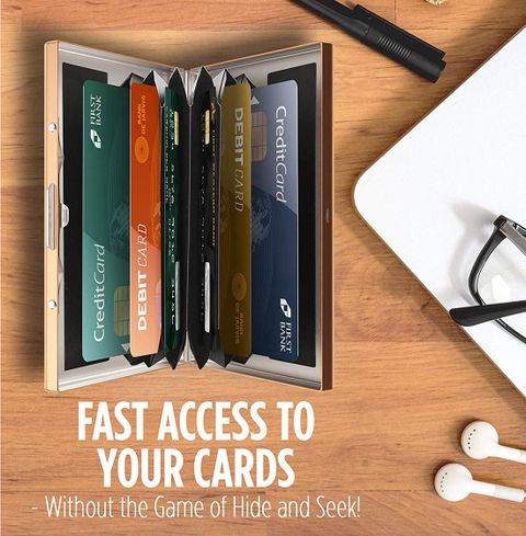 StealODeal RFID Protected Gold Slim Stainless Steel Debit/Credit 6 Card Holder (Set of 1, Gold) - Image 8