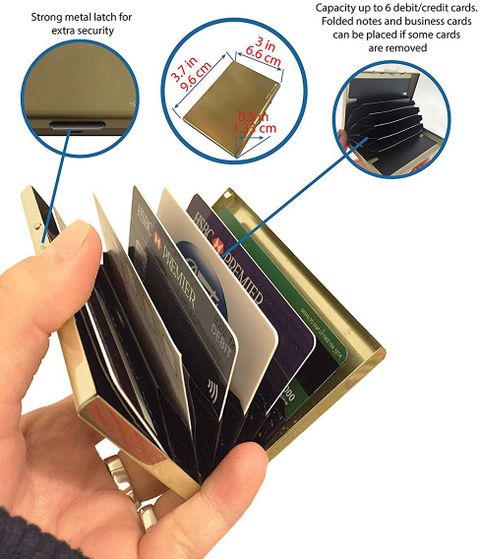 StealODeal RFID Protected Gold Slim Stainless Steel Debit/Credit 6 Card Holder (Set of 1, Gold) - Image 6