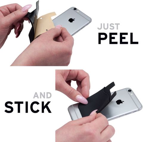 StealODeal Adhesive Phone Jacket Card & Earphone 3 Card Holder (Set of 2, Black) - Image 4