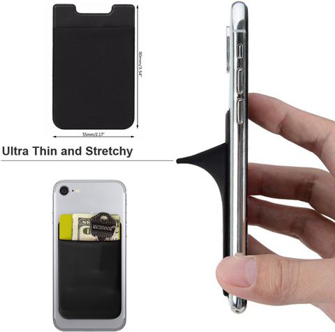 StealODeal Adhesive Phone Jacket Card & Earphone 3 Card Holder (Set of 2, Black) - Image 3