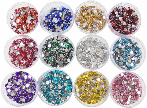 FASHION CLUSTER Rhinestone Beads for Dress Making Art and Craft - Set of 12 Colours - Rhinestone Beads for Dress Making Art and Craft
