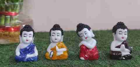 Luvcraft Colorful 4 Monks Buddha Figurines, 6 cm, Multicolor - Image 5