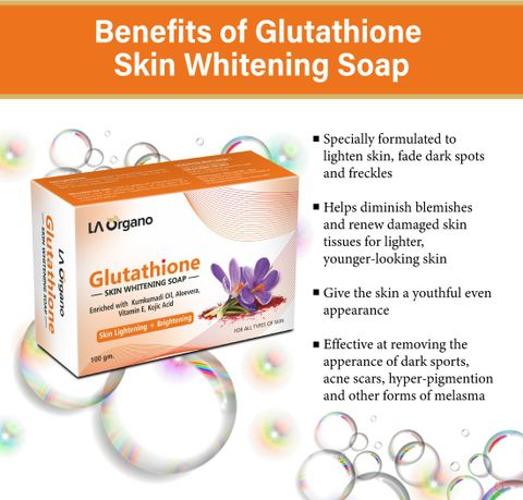 LA Organo Glutathione Kumkumadi Skin Lightening & Brightening Soap For All Skin Type-Pack of 4