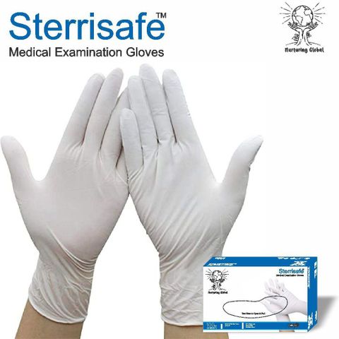 STERRISAFE Disposable Non Sterile Powdered Latex Medical Examination Gloves, Medium (White) - 100 Pieces. Latex, Rubber Examination Gloves (Pack of 100) - Image 7