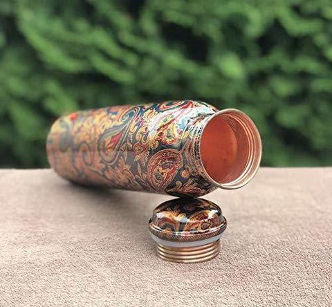 MulberryCart Presents Pure Copper Bottle Printed for Gym,Yoga,Office,ayurvedic Health Benefits 1000 ml Copper Bottle (Pack of 1, Multicolor) - Image 7
