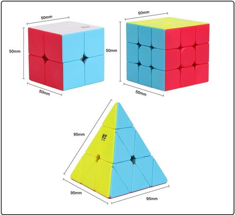 Authfort 2x2, 3x3, Pyramid & Mirror Cube Combo (4 Pieces, Silver) - Image 6