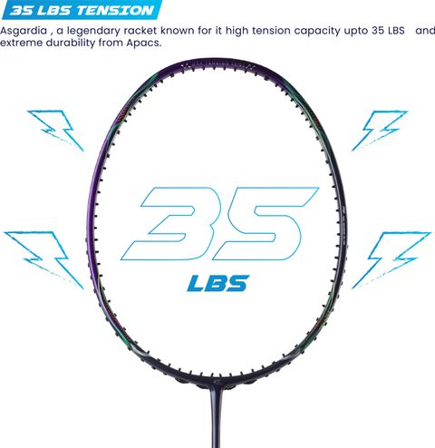 apacs Asgardia Lite (73G, 35 LBS) Purple, Blue Unstrung Badminton