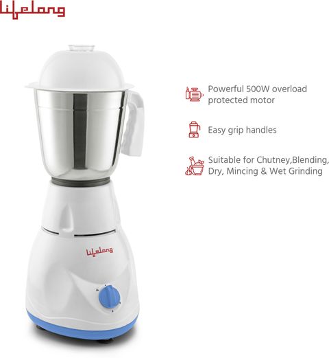 Lifelong Power Pro 500 W Mixer Grinder (Power Pro - LLMG20 | 3 Jars | Blue) - Image 6