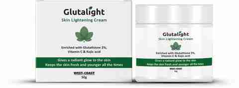 Glutalight Glutathione, Vitamin C, Kojic Acid Skin Brightening & Lightening Cream 50g, No Parabens, No Sulphates, No Silicone