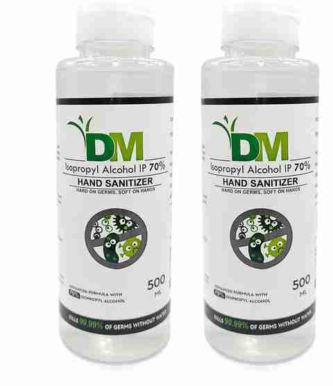 DM Pharma 70% Isopropyl Alcohol Based Instant Germ Protection Sanitizing Gel Rinse-free Palm Cleaner (White Flip Top) Hand Sanitizer Bottle