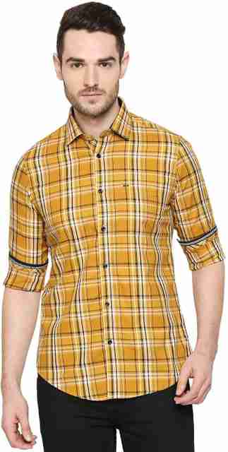 Kazu　キーラー① KILLER Men Checkered Casual Yellow Shirt - Buy KILLER Men