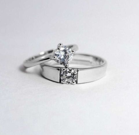PREMIUM TRADE Valentine's Special Adjustable Exclusive Couple Rings for Girls and Boys Valentine Day Propose Your Girlfriend Brass Cubic Zirconia Sterling Silver Plated Ring Set - Image 8