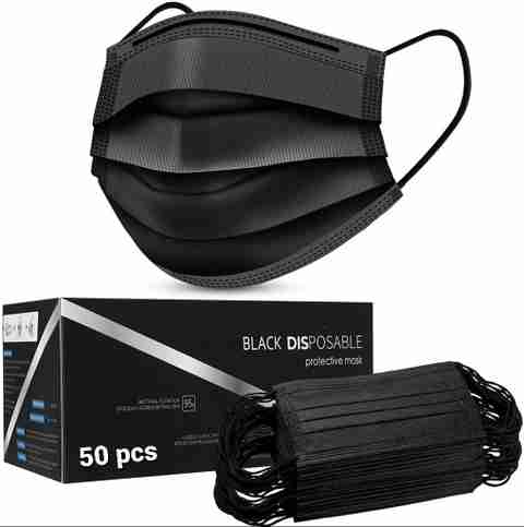 Vaghani 3 Ply Surgical Mask (50 Piece) ( Black ) Surgical Mask With Melt Blown Fabric Layer (Black, Free Size, Pack of 50, 3 Ply) - Image 3