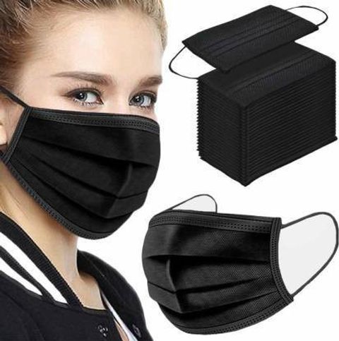 Vaghani 3 Ply Surgical Mask (50 Piece) ( Black ) Surgical Mask With Melt Blown Fabric Layer (Black, Free Size, Pack of 50, 3 Ply) - Image 4