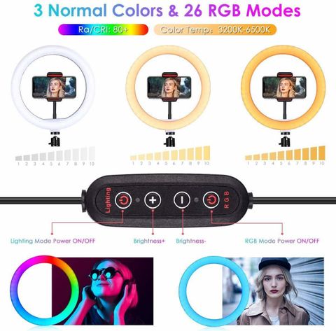 Webilla 10-inch RGB Selfie Ring Light with Tripod - Image 6