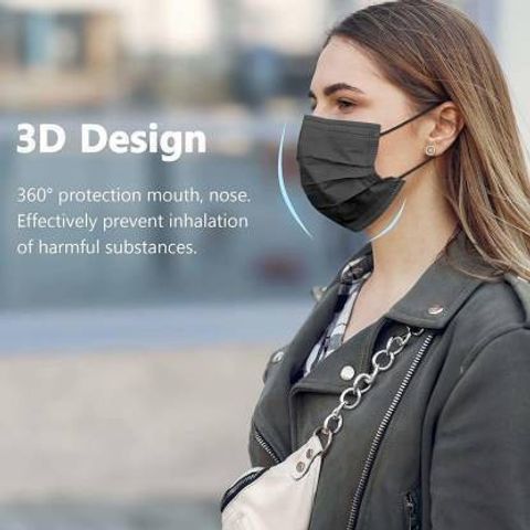 Vaghani 3 Ply Surgical Mask (50 Piece) ( Black ) Surgical Mask With Melt Blown Fabric Layer (Black, Free Size, Pack of 50, 3 Ply) - Image 5