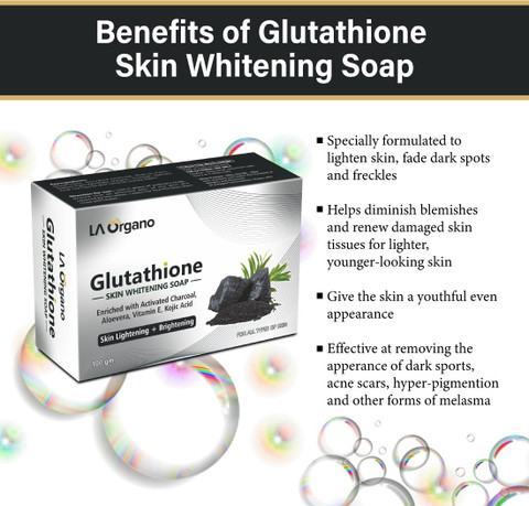LA Organo Glutathione Charcoal Skin Lightening & Brightening Soap For All Skin Type