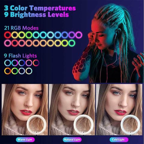 Webilla 10-inch RGB Selfie Ring Light with Tripod - Image 8
