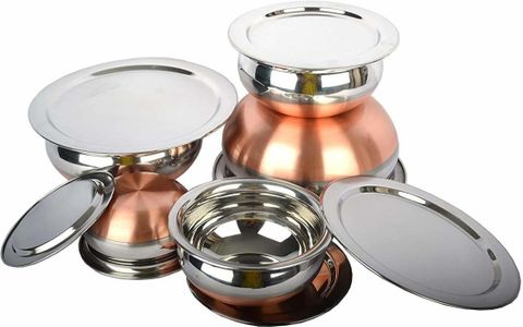 HM EVOTEK Stainless Steel Deep Vessel,Prabhu chatty Handi Cooking Pot For Kitchen withLid Handi 2 L, 1.5 L, 1 L, 0.75 L, 0.5 L with Lid (Stainless Steel, Copper, Induction Bottom) - Image 7
