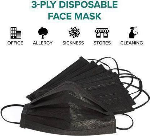 Vaghani 3 Ply Surgical Mask (50 Piece) ( Black ) Surgical Mask With Melt Blown Fabric Layer (Black, Free Size, Pack of 50, 3 Ply) - Image 7