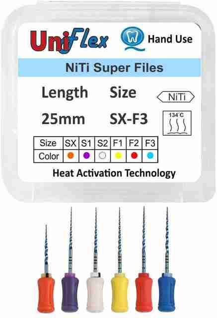 Uniflex Hand Protaper 21mm SX to F3 Assorted NiTi Blue Super Files Heat Activation Technology Surgical Plier (Steel) - Image 4