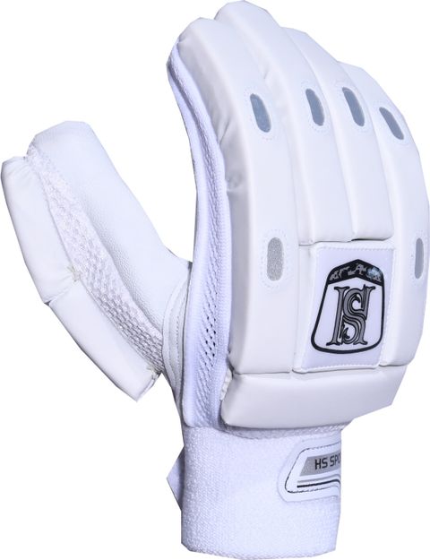 H S Sports Hilite White - MENS (RH) Batting Gloves (White, Silver) - Image 6