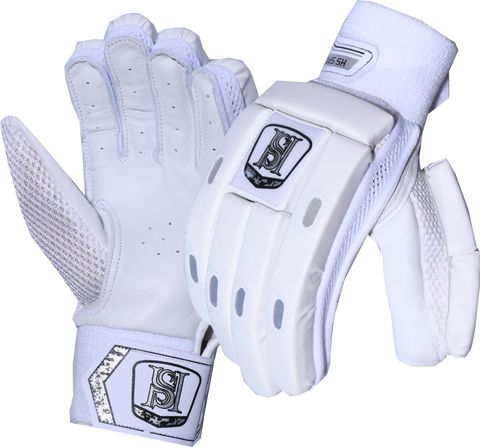 H S Sports Hilite White - MENS (RH) Batting Gloves (White, Silver) - Image 8