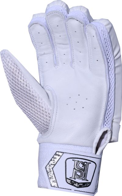 H S Sports Hilite White - MENS (RH) Batting Gloves (White, Silver) - Image 7