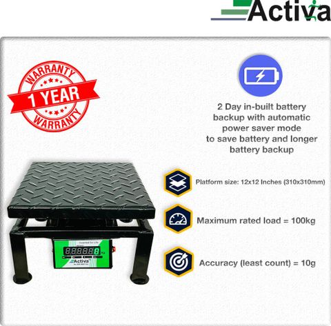 ACTIVA 100kg Double Display Weighing Scale, Black - Image 7