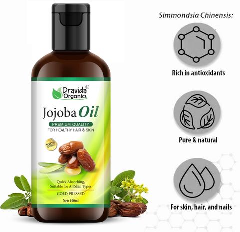 Dravida Organics Cold Pressed Jojoba Oil for Skin & Hair - Virgin & Unrefined - Pack of 2 Hair Oil (200 ml) - Image 7