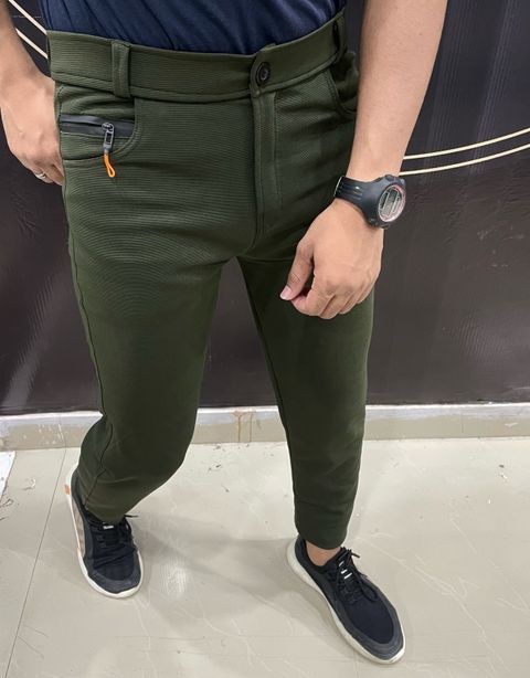 We Perfect Pack of 2 Men Slim Fit Black, Green Lycra Blend Trousers - Image 5