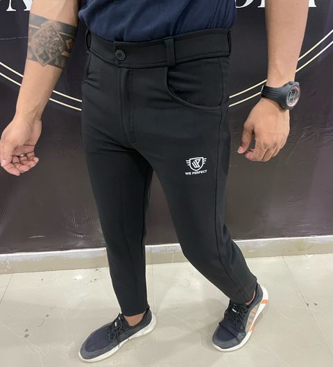 We Perfect Pack of 2 Men Slim Fit Black, Green Lycra Blend Trousers - Image 4