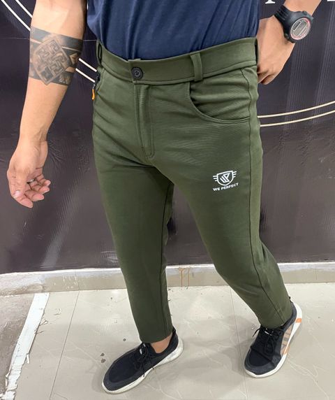 We Perfect Pack of 2 Men Slim Fit Black, Green Lycra Blend Trousers - Image 7