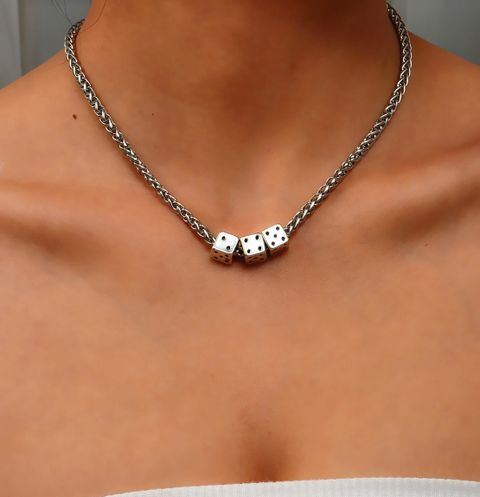 Sorellaz Womens Silver Thick Chain Dice Necklace Metal Chain Price