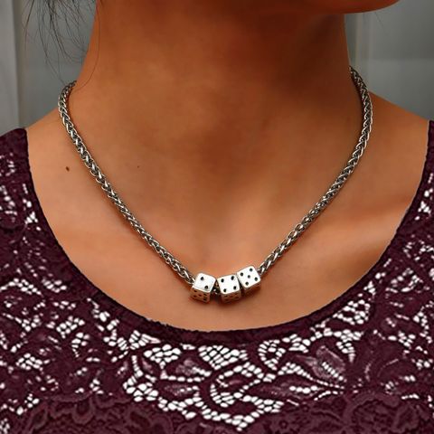 Sorellaz Womens Silver Thick Chain Dice Necklace Metal Chain Price