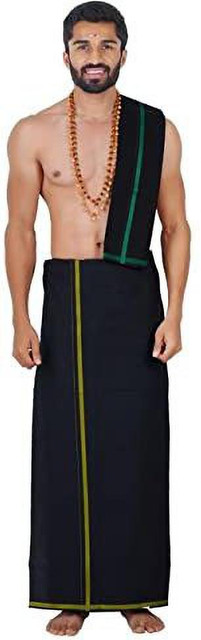 ayyappa swamy black dress NANDAVAN Sabrimala Devotional Temple Dhoti with Towel Black lungi and Black towel Men Dhoti Size:S (3T-4T) Model: Katya Birthday dress available for