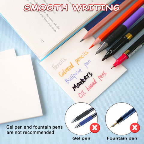 sticky notes fountain pen notebook