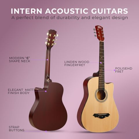 intern INT-38C-NT Acoustic Guitar Linden Rosewood - Image 6