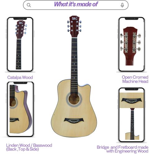 BLUEBERRY 38C Classic Brown 38 Inch Acoustic Guitar - Image 8