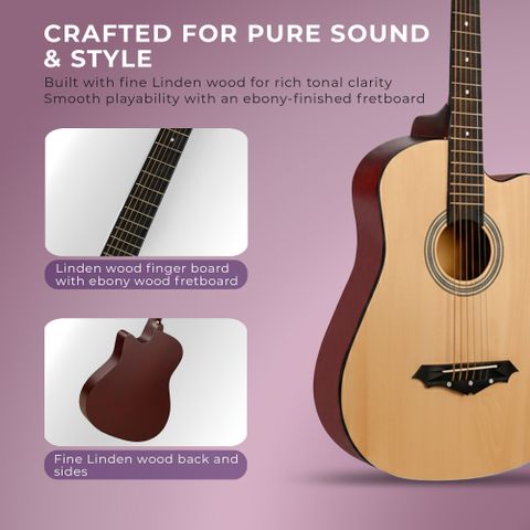 intern INT-38C-NT Acoustic Guitar Linden Rosewood - Image 5