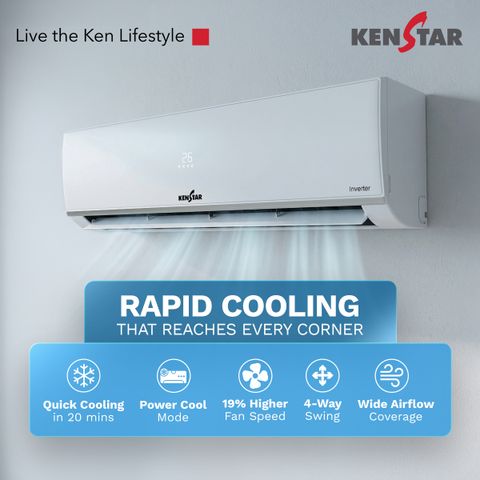 Kenstar 2026 Model 1 Ton 3 Star Split Inverter 5-in-1 Convertible with Rapid Cool Technology AC (103IPG26WKS, White) - Image 5
