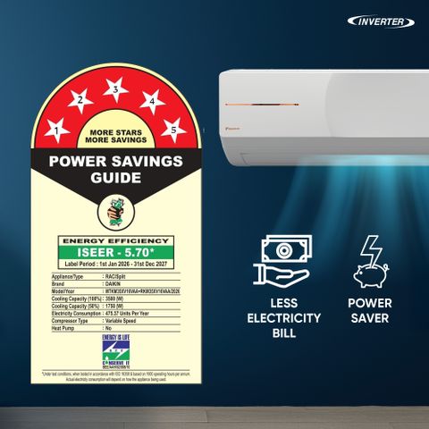 Daikin 2026 Model 1 Ton 5 Star Split Inverter AC (MTKM35XV16VAA RKM35XV16VAA, White) - Image 6
