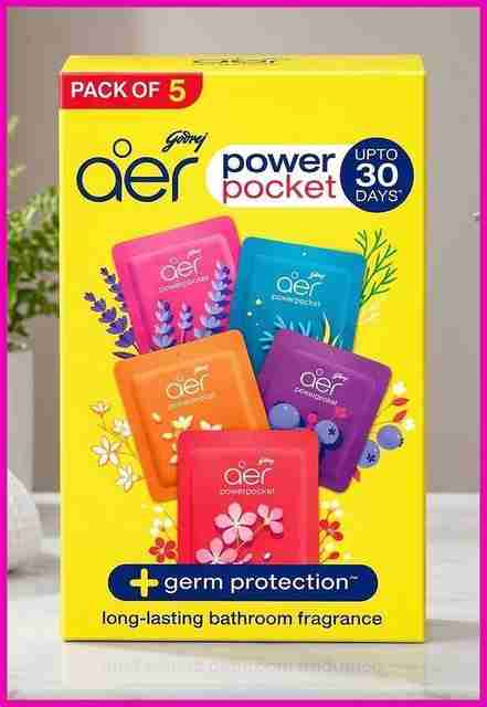Godrej Aer Power Pocket Assorted Fragrance Blocks Aer Power Pocket Bathroom Scent Air Freshener Blocks (5 x 10 ml) - Image 5