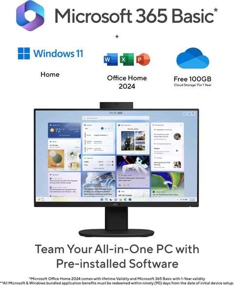 ASUS AiO V400 Series,(2026) with Office 2024 + M365 Basic*, (i3 14th Gen) Core 3 (8 GB DDR5/256 GB SSD/Windows 11 Home/23.8 Inch Screen/V440VAB-KBC3005WS) (Black) - Image 7
